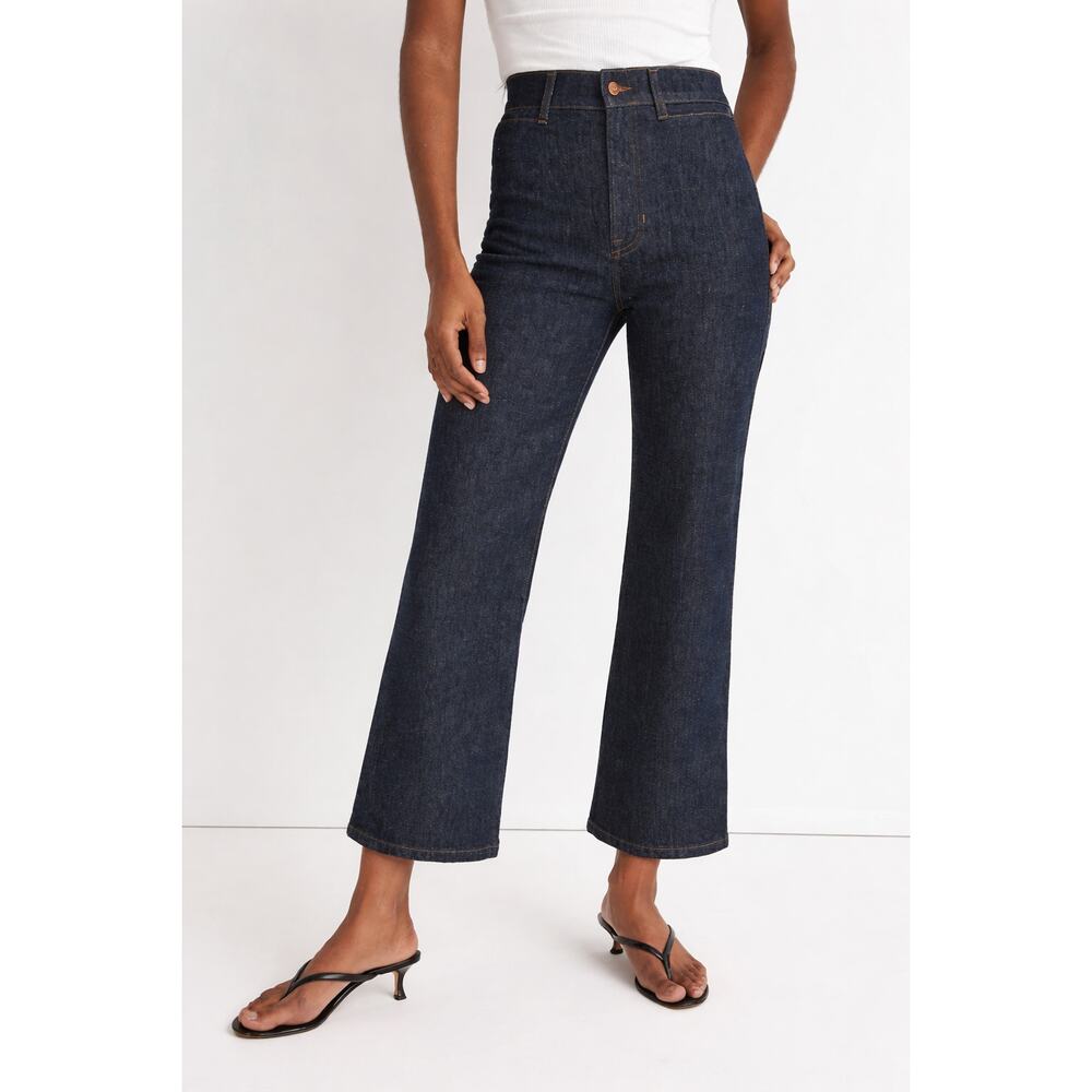 NEW! Madewell 27 High-Rise 11" Flare Jeans $138 Cropped Durland Wash Dark Denim